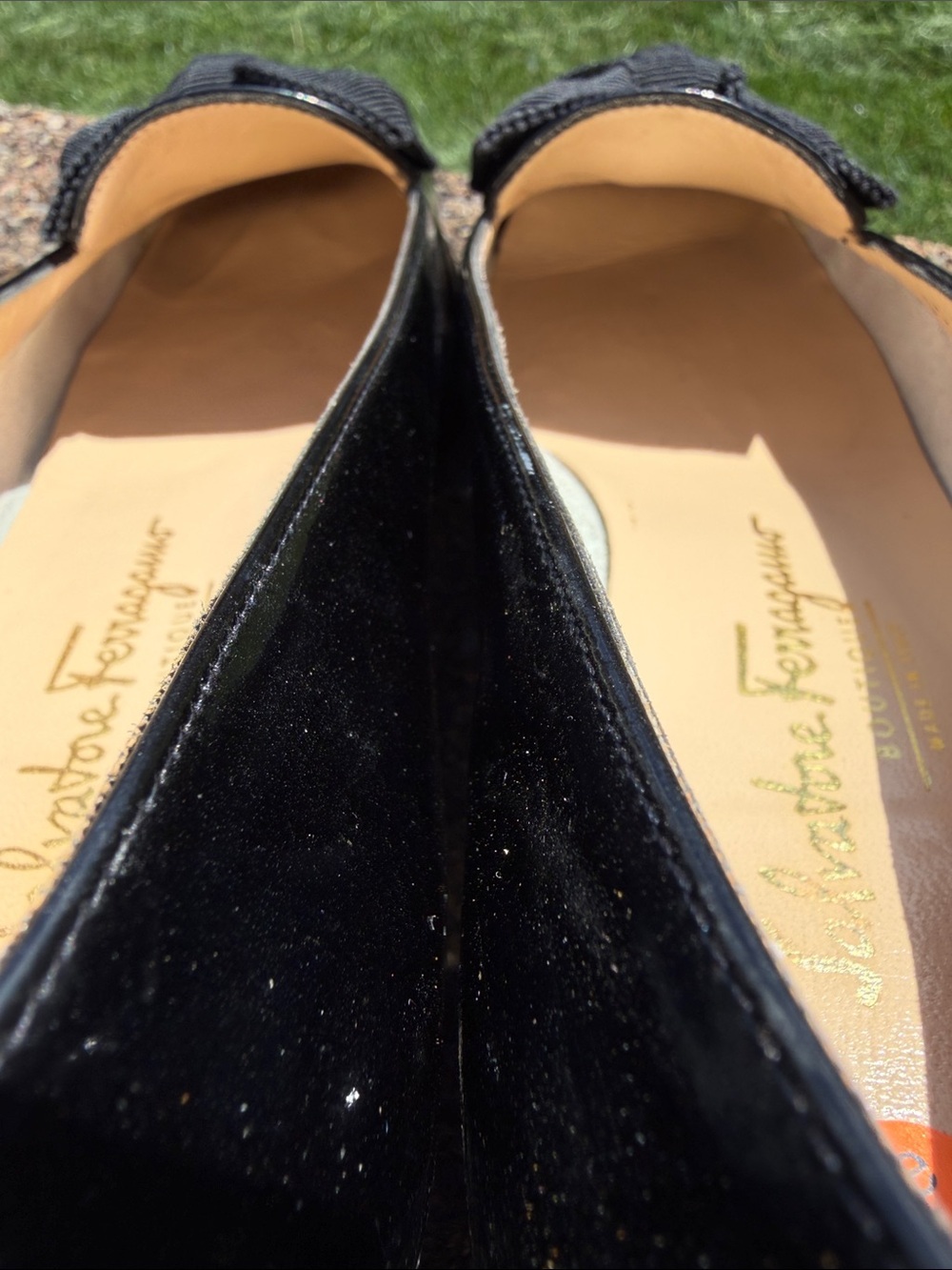 Salvatore Ferragamo Black Patent Leather Bow Loafers - Picture 8 of 9
